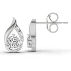0.74 Carat Round Teardrop Earrings 14K - White Gold