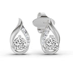 0.74 Carat Round Teardrop Earrings 14K - White Gold