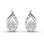 0.74 Carat Round Teardrop Earrings 14K - White Gold