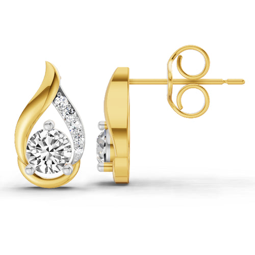 0.74 Carat Round Teardrop Earrings 14K