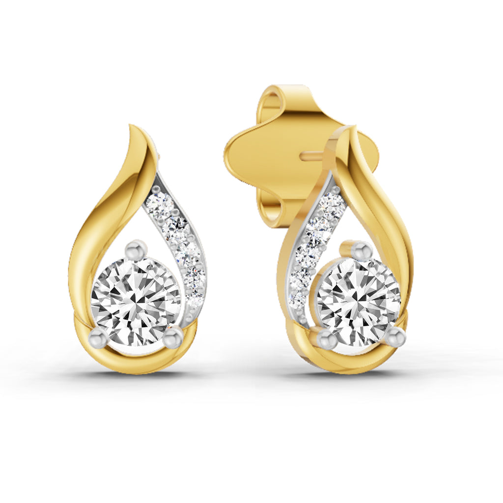 0.74 Carat Round Teardrop Earrings 14K