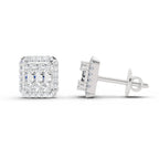 0.45 Carat Baguette Shape Cluster Diamond Earrings 14K - White Gold