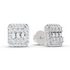 0.45 Carat Baguette Shape Cluster Diamond Earrings 14K - White Gold