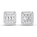 0.45 Carat Baguette Shape Cluster Diamond Earrings 14K - White Gold