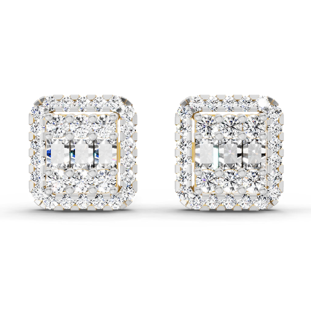 0.45 Carat Baguette Shape Cluster Diamond Earrings 14K
