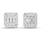 0.45 Carat Baguette Shape Cluster Diamond Earrings 14K