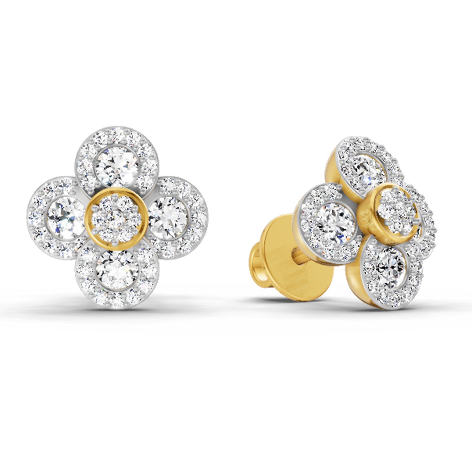 0.79 Carat Cluster Diamond Earrings 14K