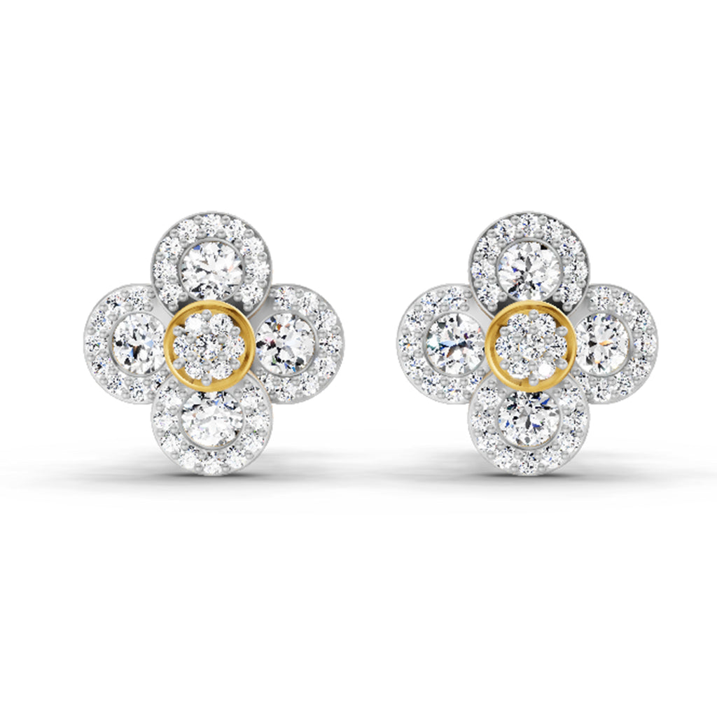 0.79 Carat Cluster Diamond Earrings 14K