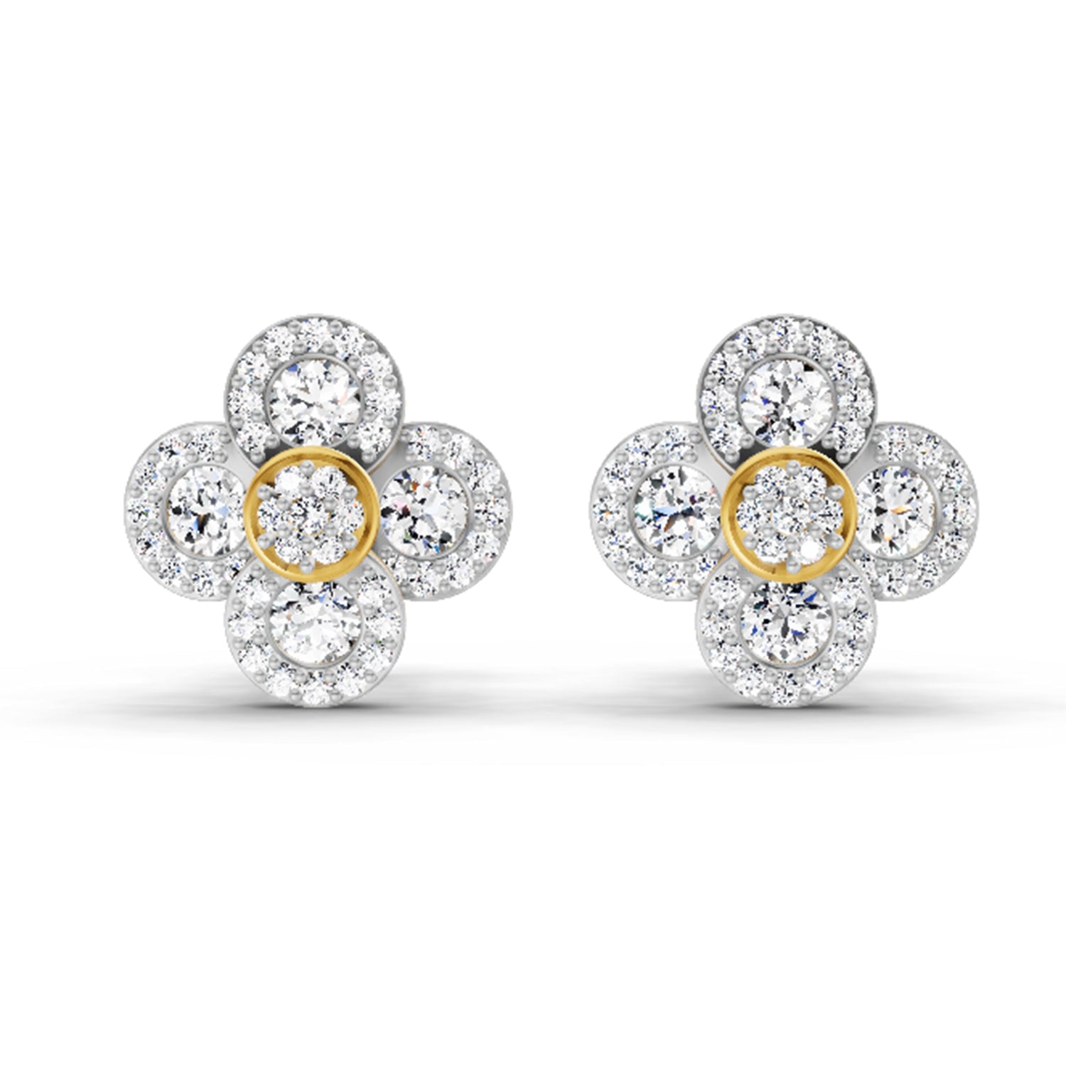 0.79 Carat Cluster Diamond Earrings 14K