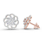 1.15 Carat Cluster Diamond Earrings 14K - Rose Gold