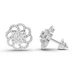 1.15 Carat Cluster Diamond Earrings 14K - White Gold