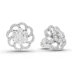 1.15 Carat Cluster Diamond Earrings 14K - White Gold