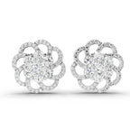 1.15 Carat Cluster Diamond Earrings 14K - White Gold