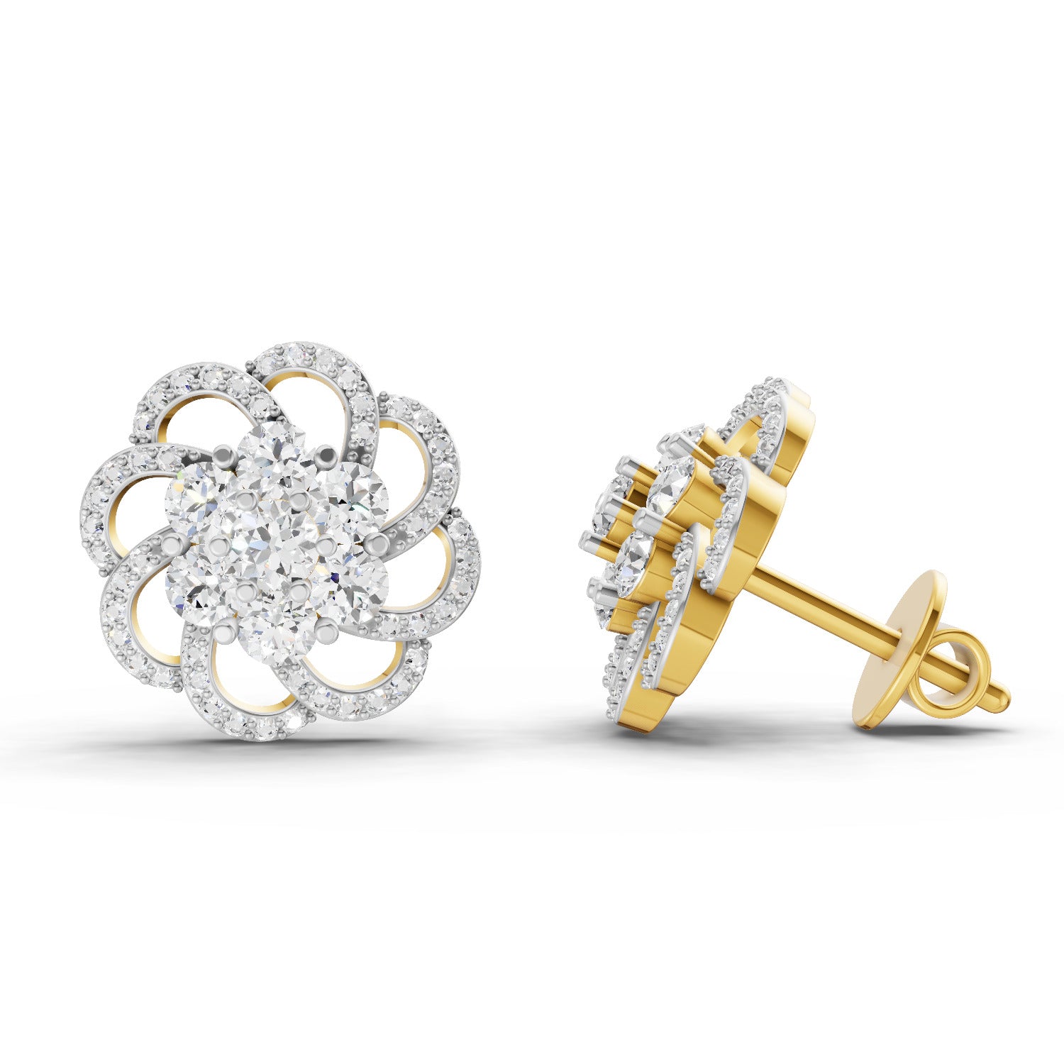 1.15 Carat Cluster Diamond Earrings 14K
