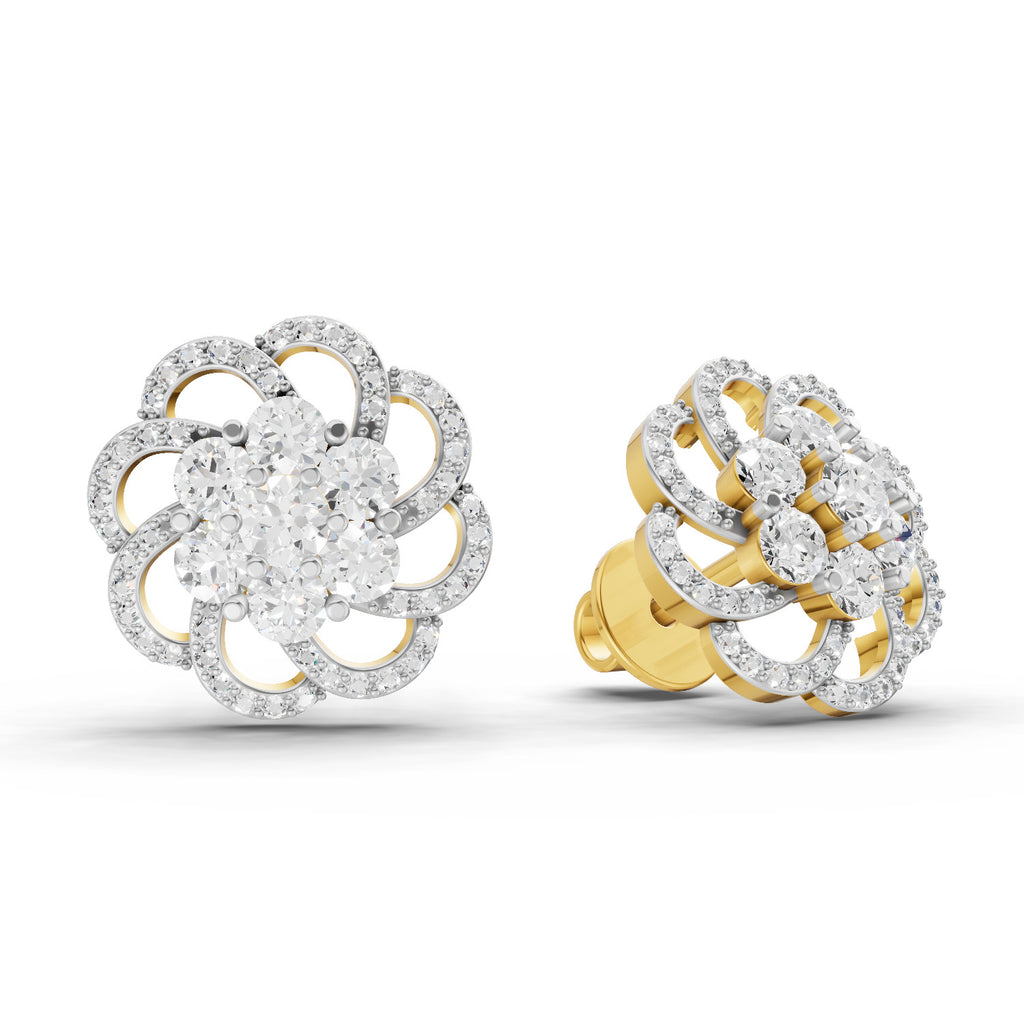 1.15 Carat Cluster Diamond Earrings 14K