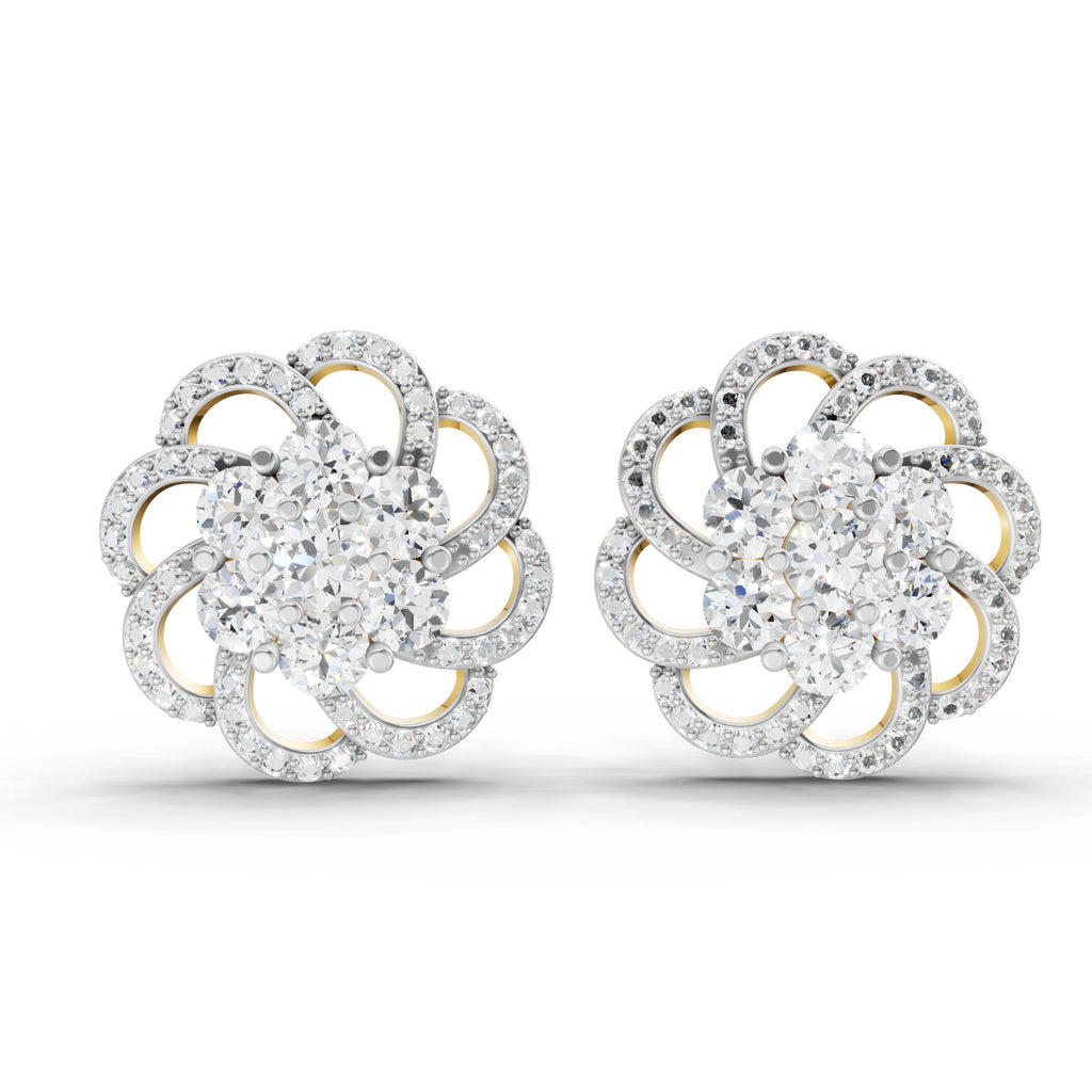 1.15 Carat Cluster Diamond Earrings 14K