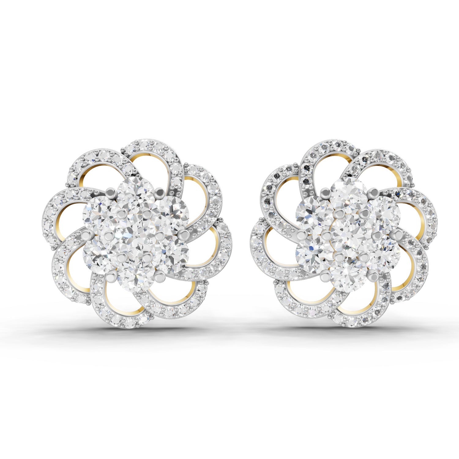 1.15 Carat Cluster Diamond Earrings 14K
