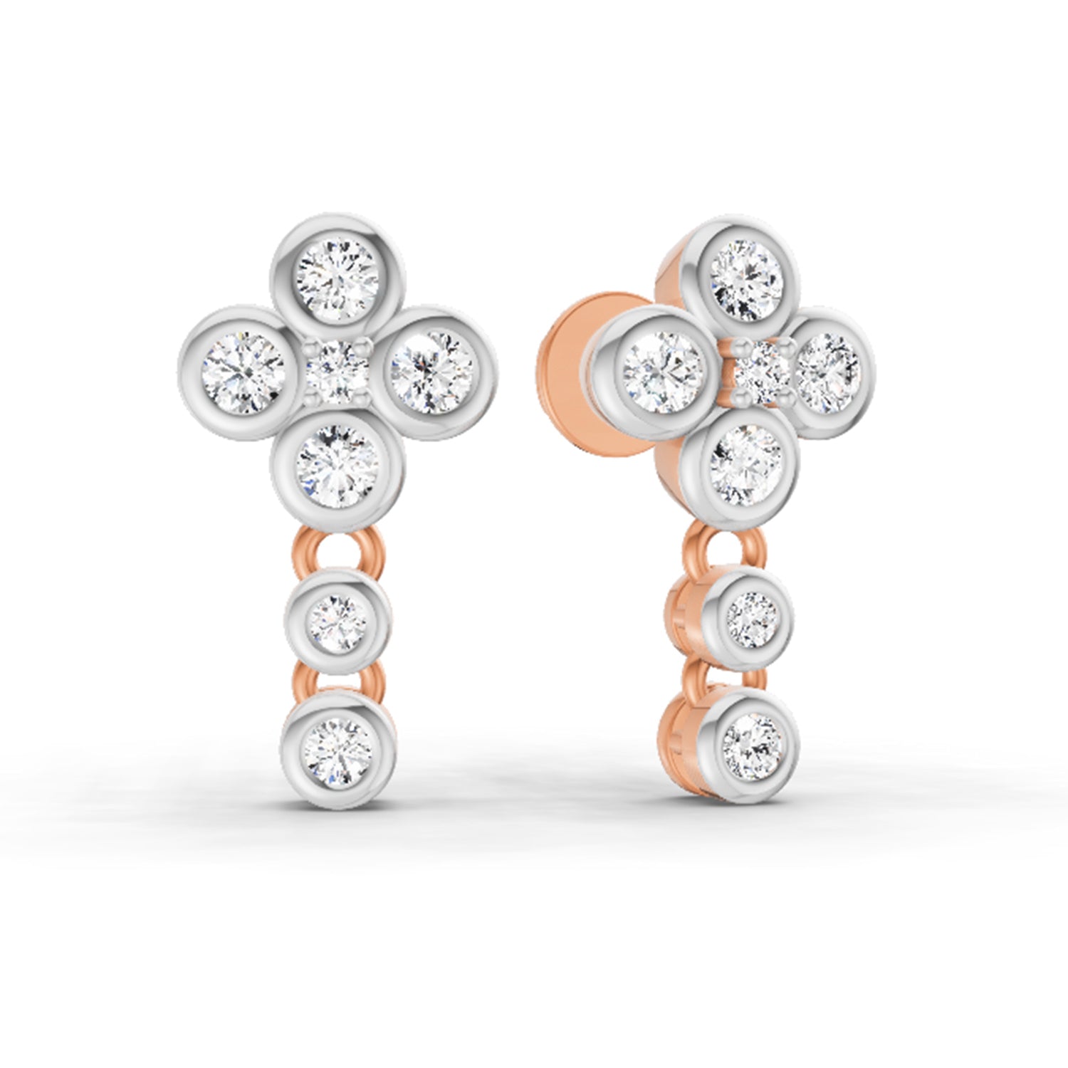 0.5 Carat Round Dangle Earrings 14K - Rose Gold