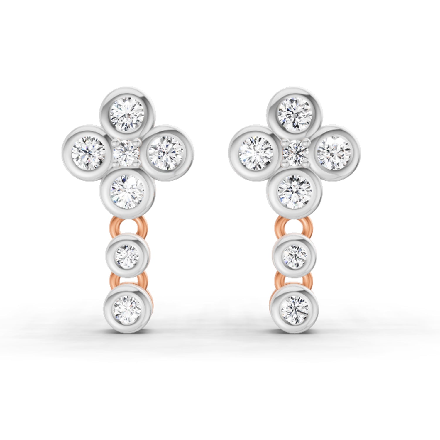 0.5 Carat Round Dangle Earrings 14K - Rose Gold