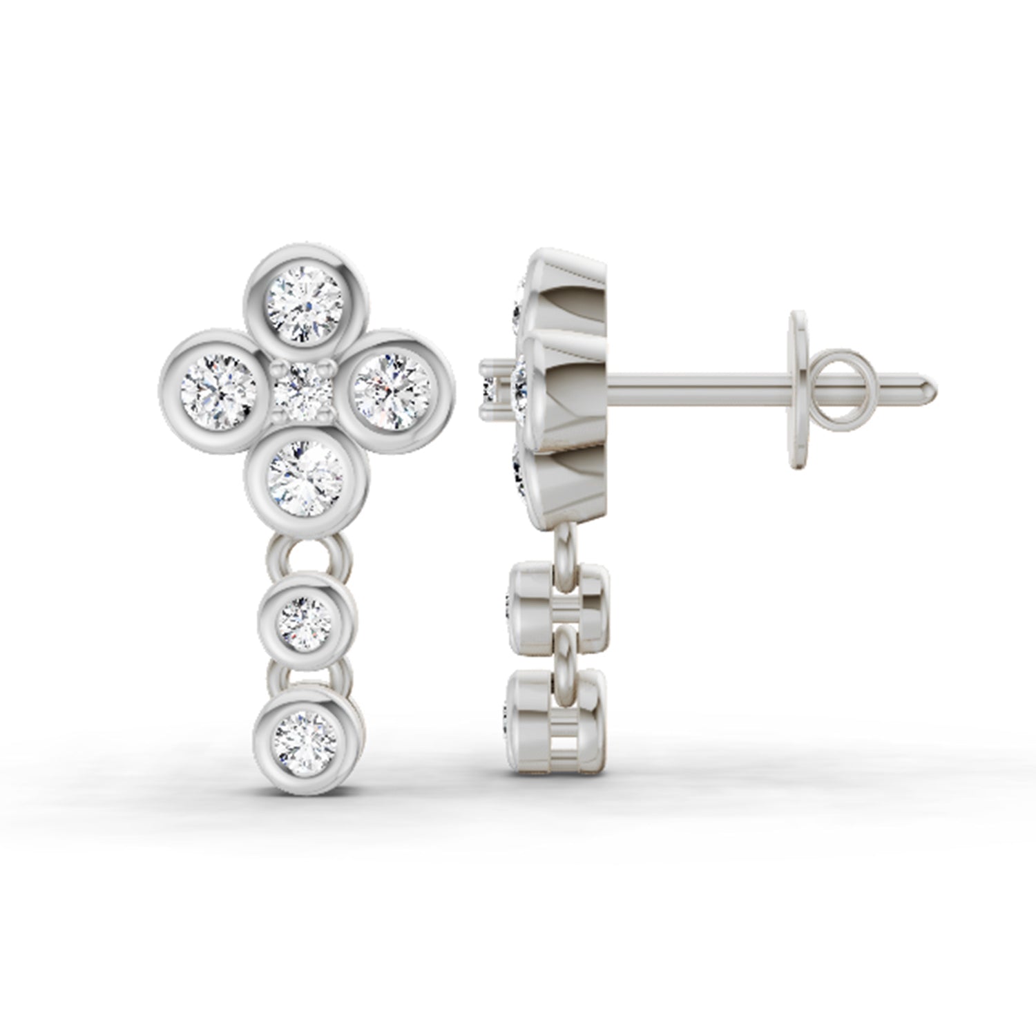 0.5 Carat Round Dangle Earrings 14K - White Gold