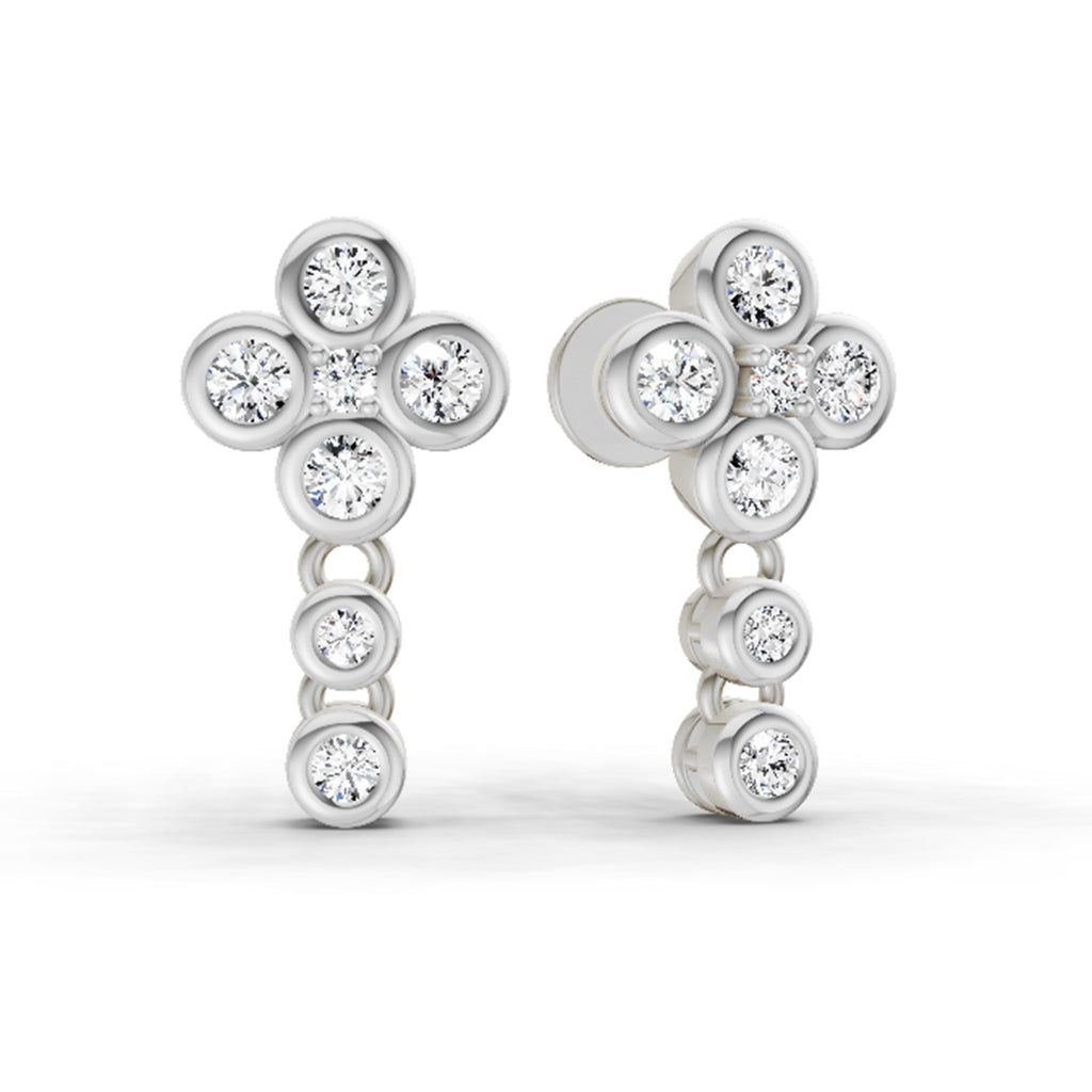 0.5 Carat Round Dangle Earrings 14K - White Gold