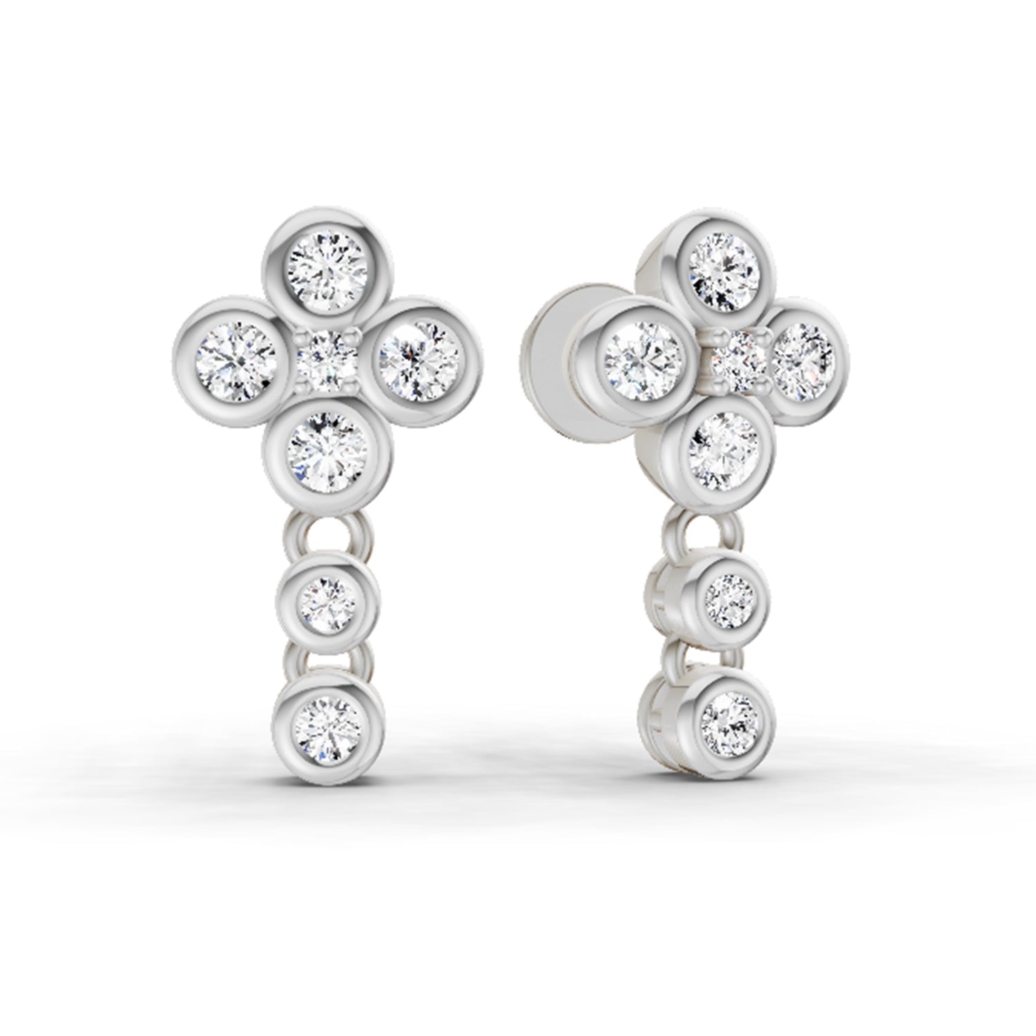 0.5 Carat Round Dangle Earrings 14K - White Gold