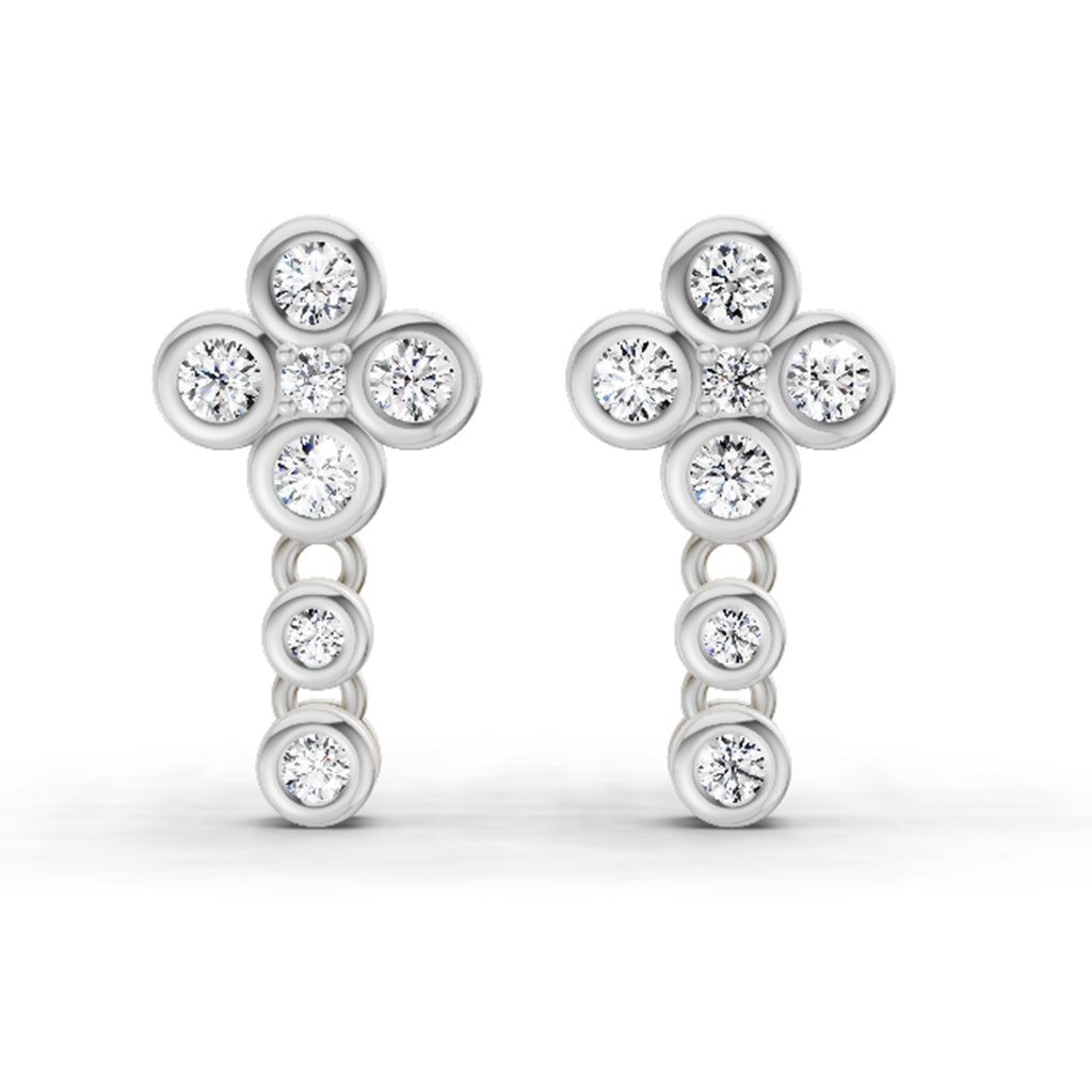 0.5 Carat Round Dangle Earrings 14K - White Gold