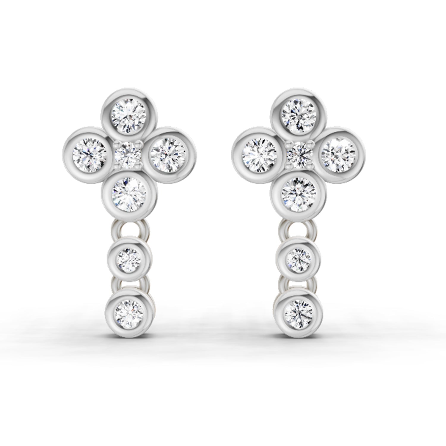 0.5 Carat Round Dangle Earrings 14K - White Gold