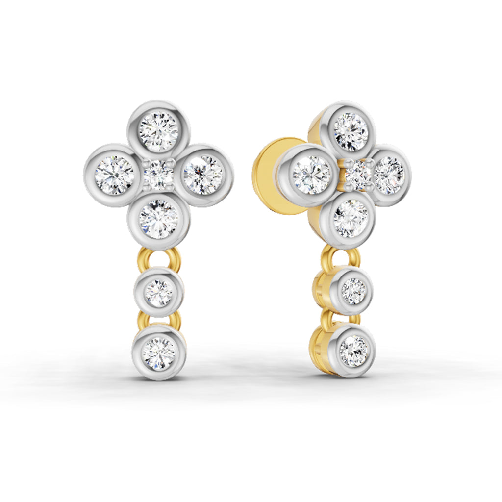 0.5 Carat Round Dangle Earrings 14K