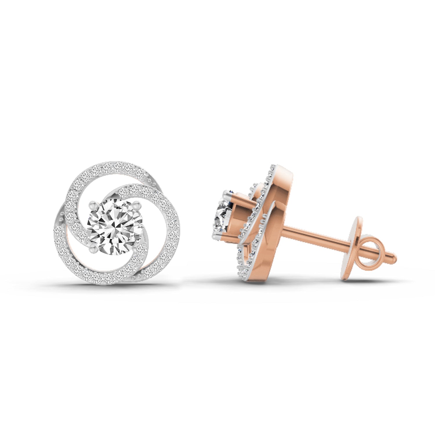 0.71 Carat Round Stud Earrings 14K - Rose Gold