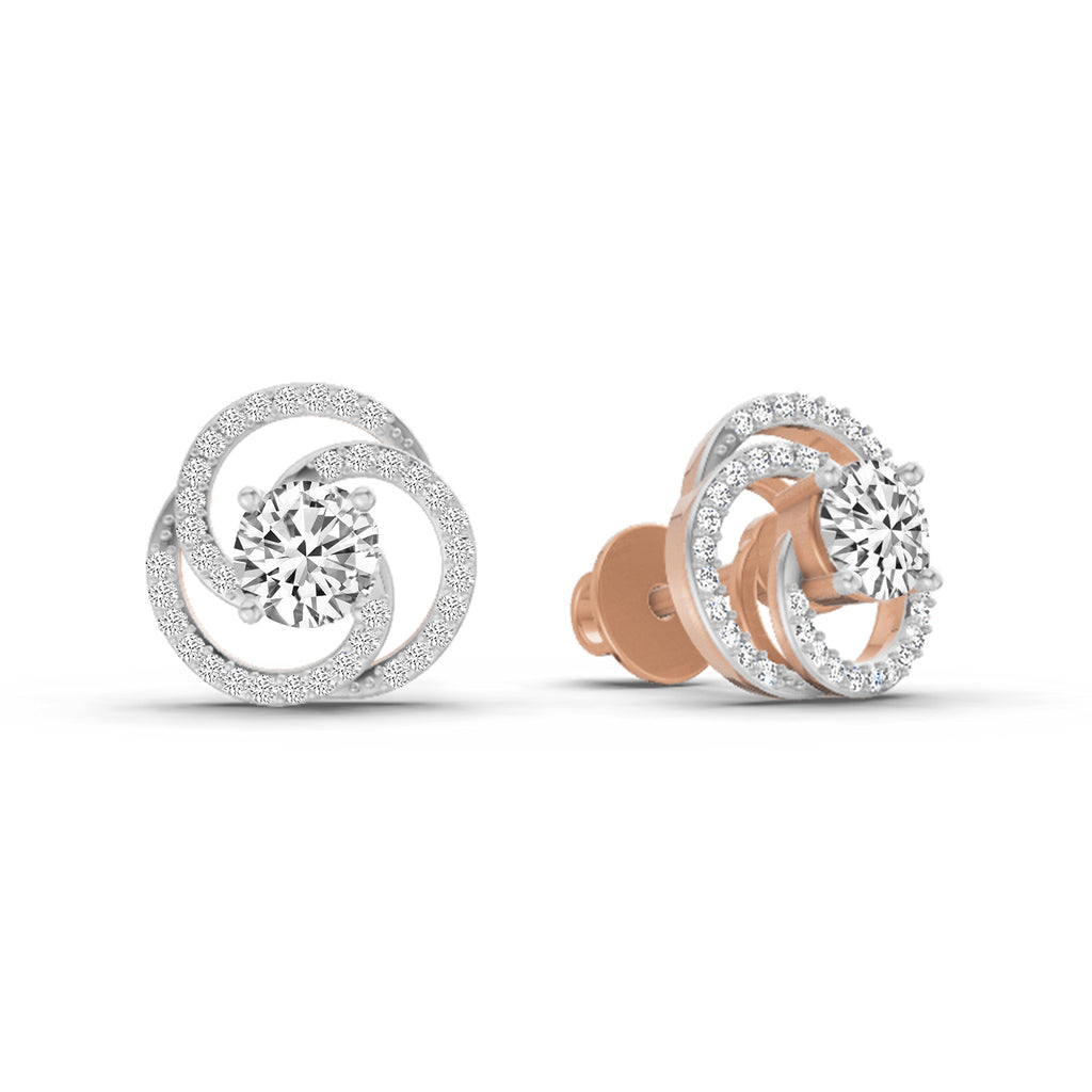 0.71 Carat Round Stud Earrings 14K - Rose Gold