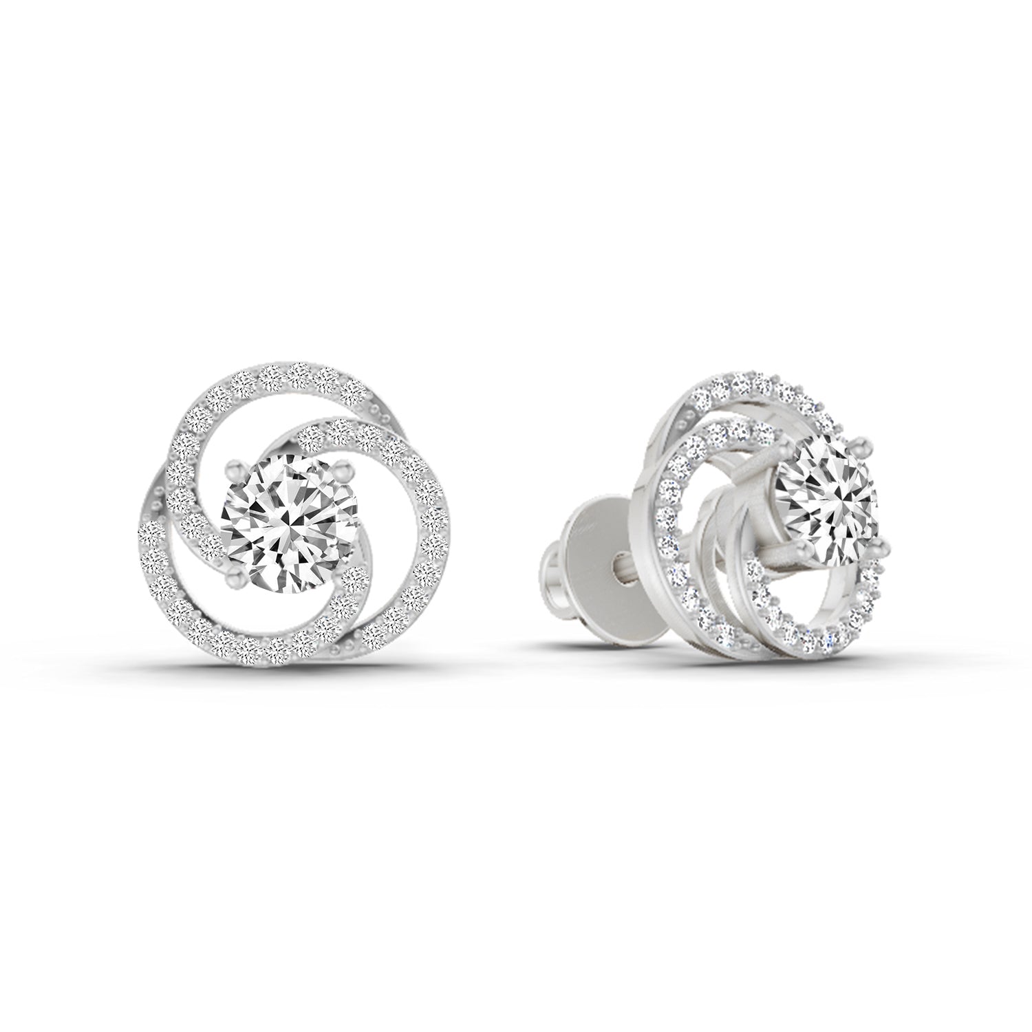 0.71 Carat Round Stud Earrings 14K - White Gold