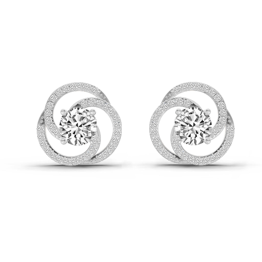0.71 Carat Round Stud Earrings 14K - White Gold