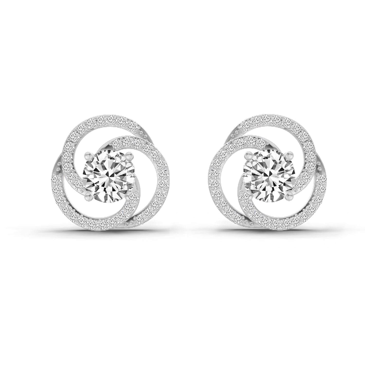 0.71 Carat Round Stud Earrings 14K - White Gold