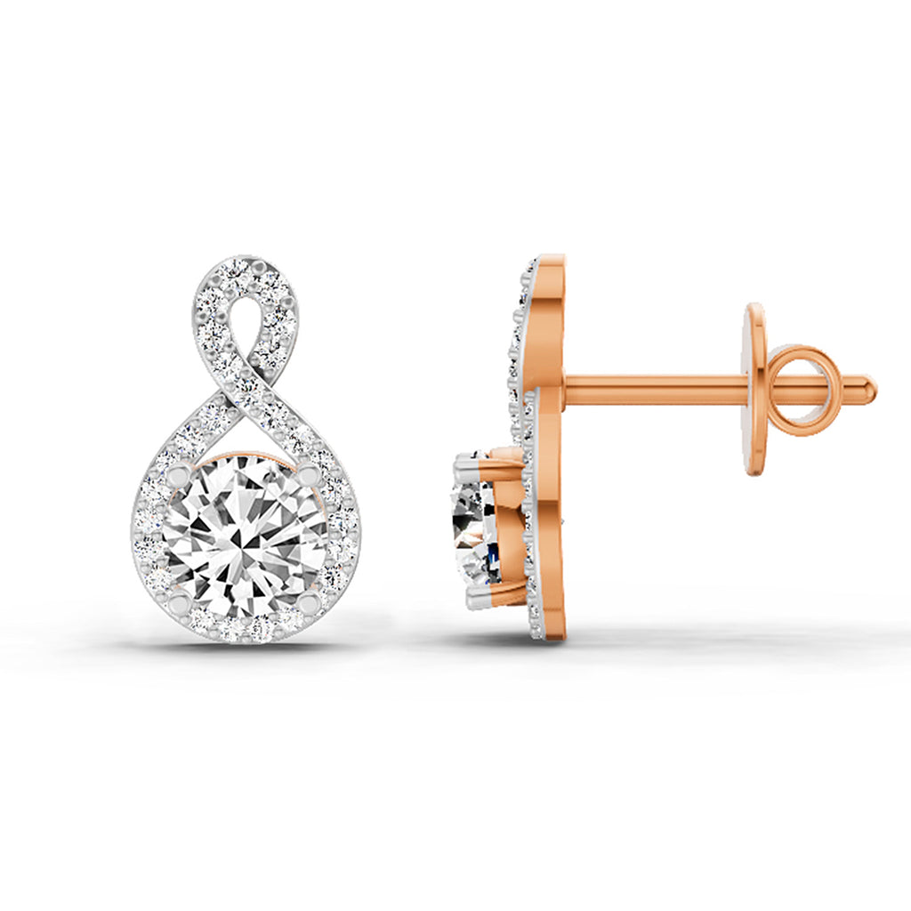 1.08 Ct Teardrop Infinity Stud Earrings 14K - Rose Gold