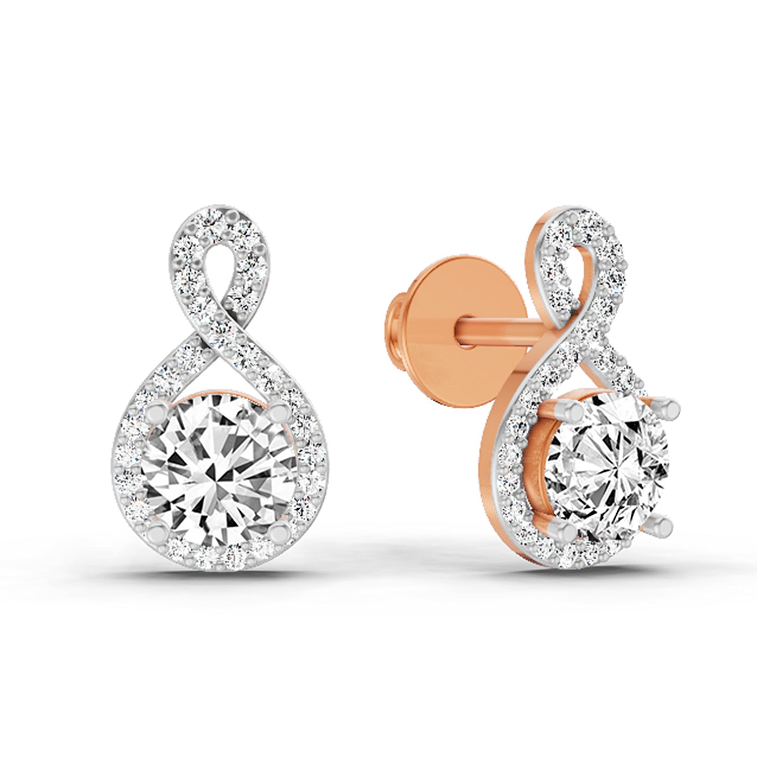 1.08 Ct Teardrop Infinity Stud Earrings 14K - Rose Gold