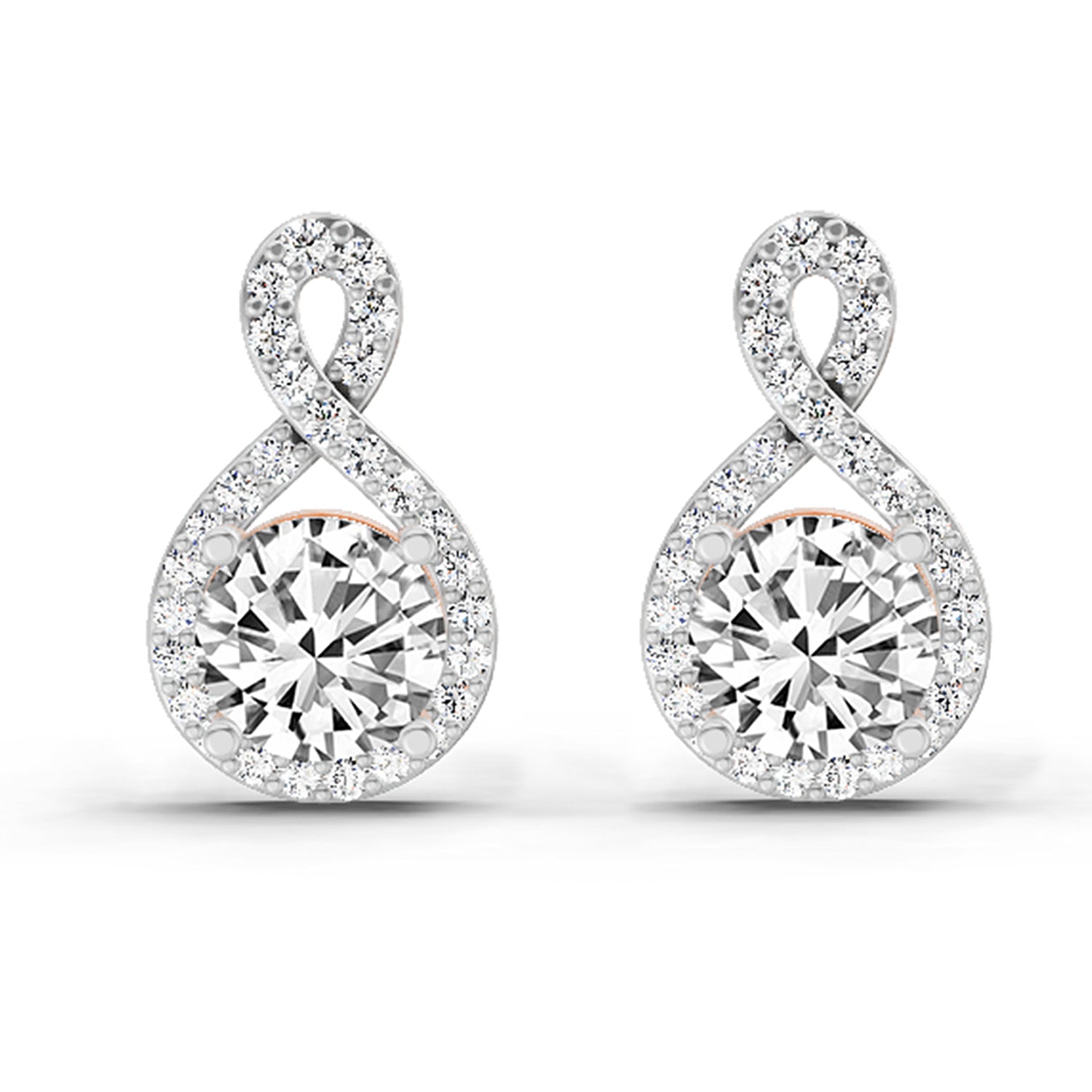 1.08 Ct Teardrop Infinity Stud Earrings 14K - Rose Gold