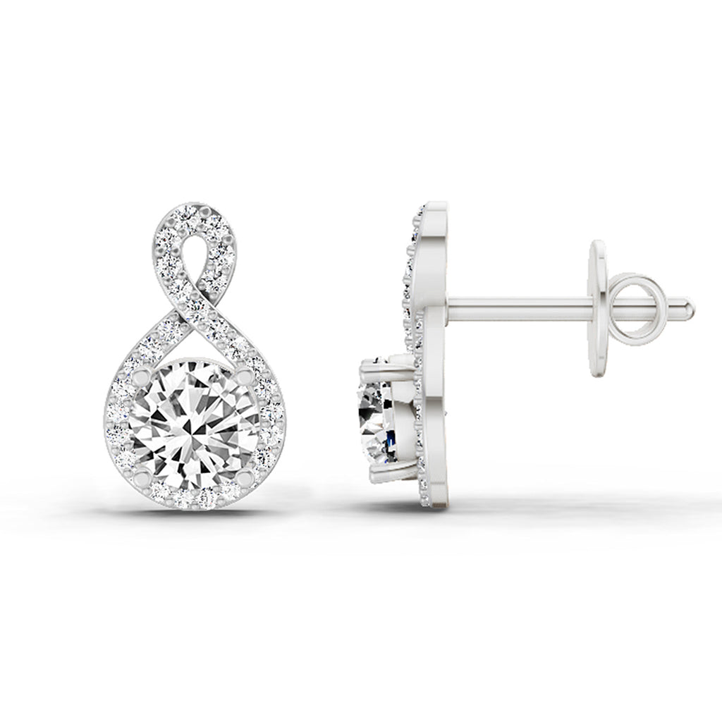 1.08 Ct Teardrop Infinity Stud Earrings 14K - White Gold