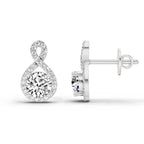 1.08 Ct Teardrop Infinity Stud Earrings 14K - White Gold