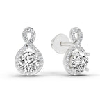 1.08 Ct Teardrop Infinity Stud Earrings 14K - White Gold