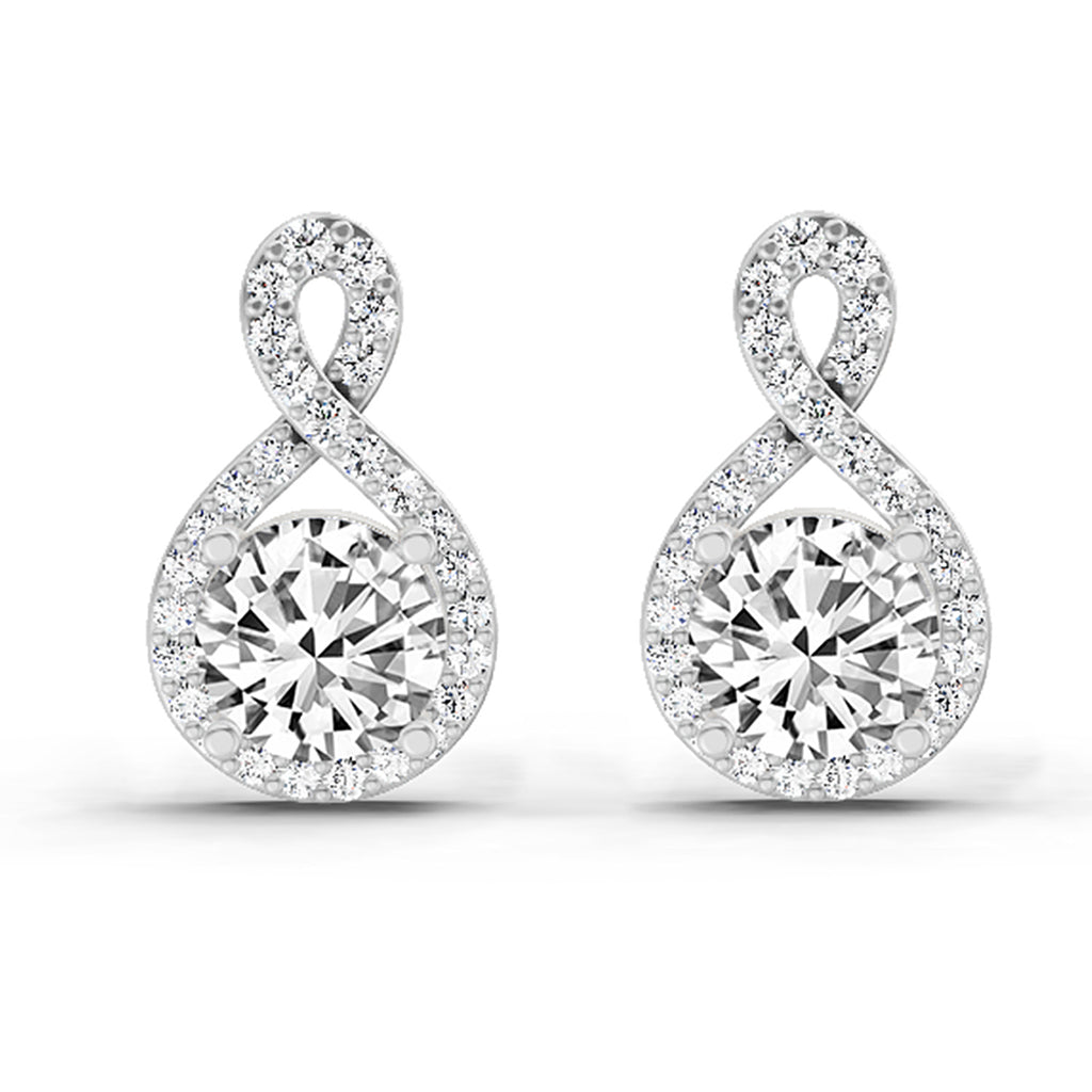 1.08 Ct Teardrop Infinity Stud Earrings 14K - White Gold