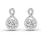 1.08 Ct Teardrop Infinity Stud Earrings 14K - White Gold