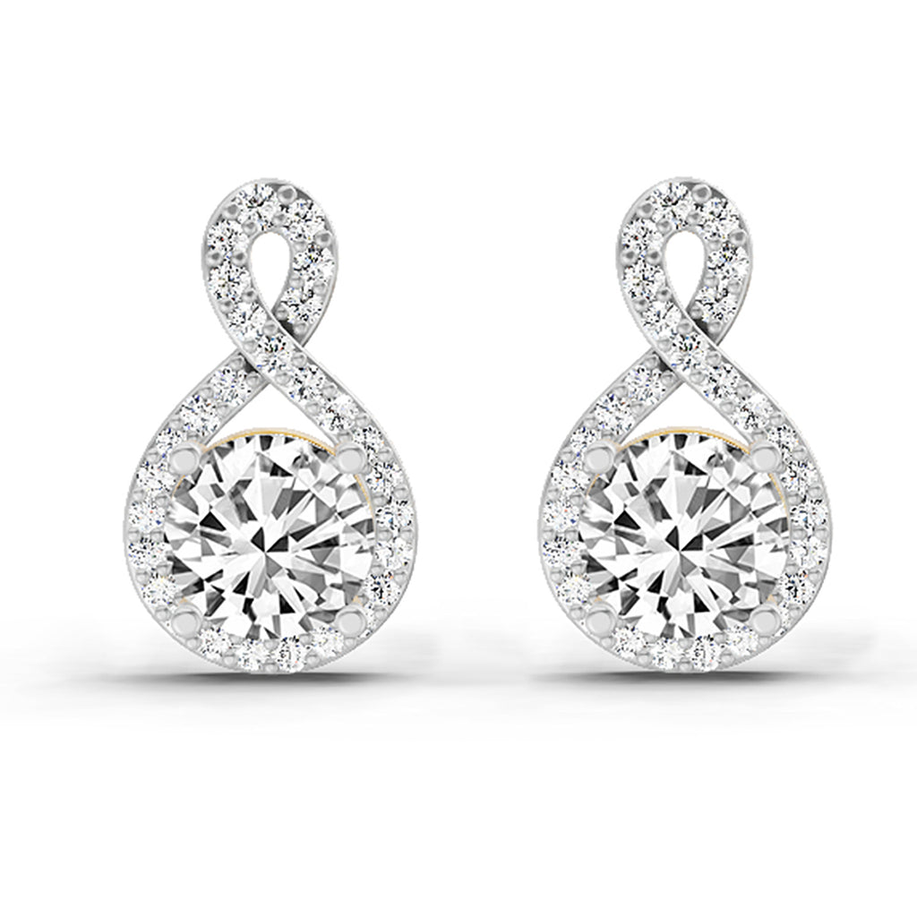 1.08 Ct Teardrop Infinity Stud Earrings 14K