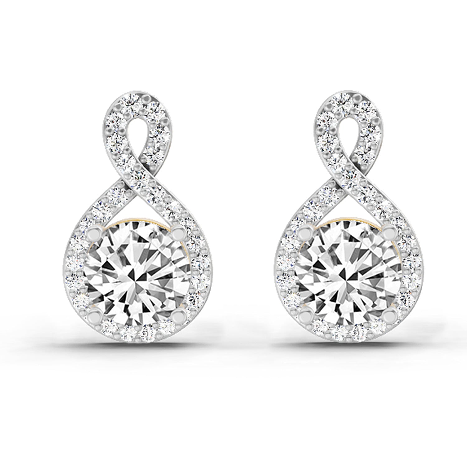 1.08 Ct Teardrop Infinity Stud Earrings 14K