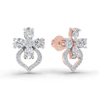 1.79 Carat Oval Shape Cluster Diamond Earrings 14K - Rose Gold