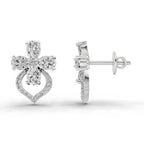 1.79 Carat Oval Shape Cluster Diamond Earrings 14K - White Gold