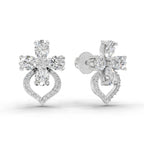 1.79 Carat Oval Shape Cluster Diamond Earrings 14K - White Gold