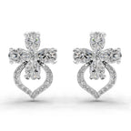 1.79 Carat Oval Shape Cluster Diamond Earrings 14K - White Gold