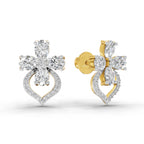1.79 Carat Oval Shape Cluster Diamond Earrings 14K