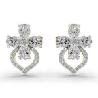 1.79 Carat Oval Shape Cluster Diamond Earrings 14K